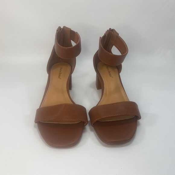 Pierre Dumas Kiara Womens Sandals Block Heel 9M Brown Wide Ankle Strap Back Zip - Picture 3 of 6